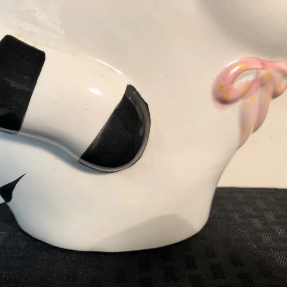 Big ! Set of 2 Vintage Cat 🐈 Figures black & white ceramic Super Cute